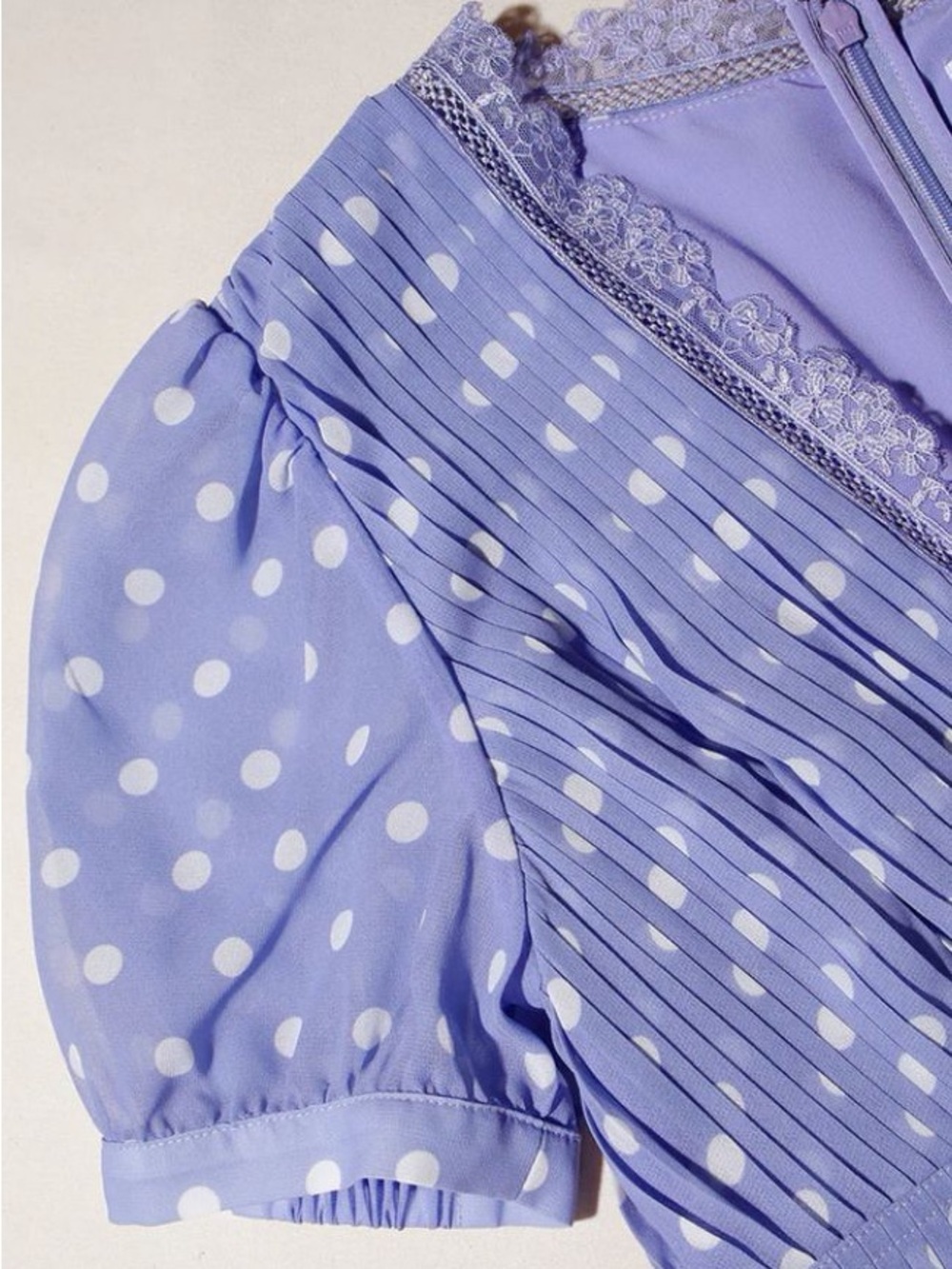 Self-Portrait Lilac Polka-Dot Print Pleated Chiffon Midi Dress US 8 - Picture 7 of 16
